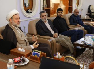 رئيس جامعة المصطفى العالمية ممثلية العراق يستقبل وفد التوجيه العقائدي وعمليات الحشد